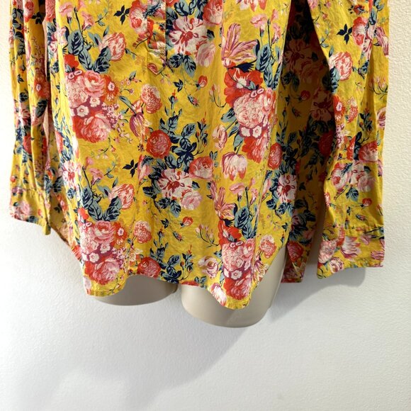 J. Crew Shirt Size 6 / S Liberty Fabric Yellow Floral Blouse Magical Bouquet - Picture 4 of 12